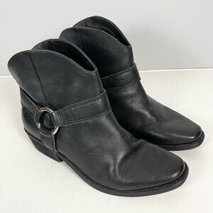 Joie Alinn Ankle Bootie Black Leather Western Biker Pull On Boots Woman Size 9